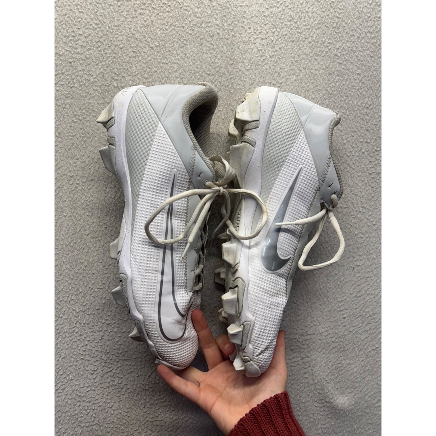 Nike Alpha Menace 2 Shark White/Gray Cleats Size 7.5 Football/Soccer 335B