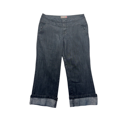 Bella Vida Dark Wash Denim Capri Pants Size 14P Cotton Blend Roll Cuff #9252