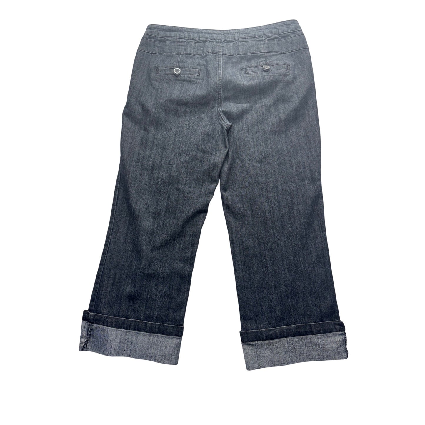 Bella Vida Dark Wash Denim Capri Pants Size 14P Cotton Blend Roll Cuff #9252