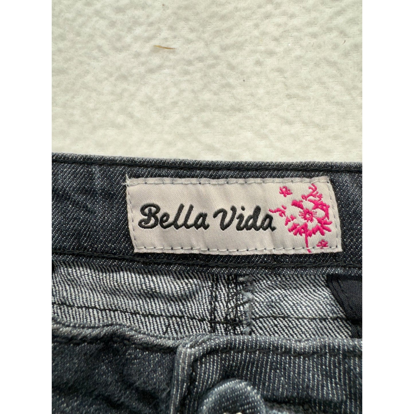 Bella Vida Dark Wash Denim Capri Pants Size 14P Cotton Blend Roll Cuff #9252