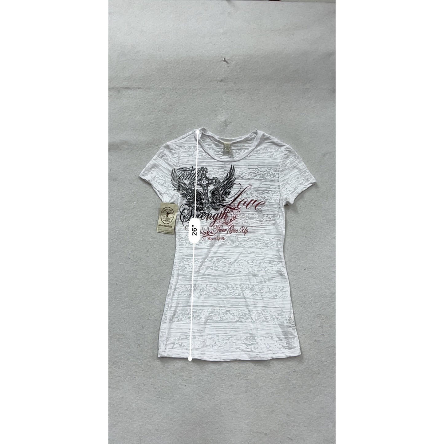 Medium White Graphic Tee By Remnant By Ck #134A