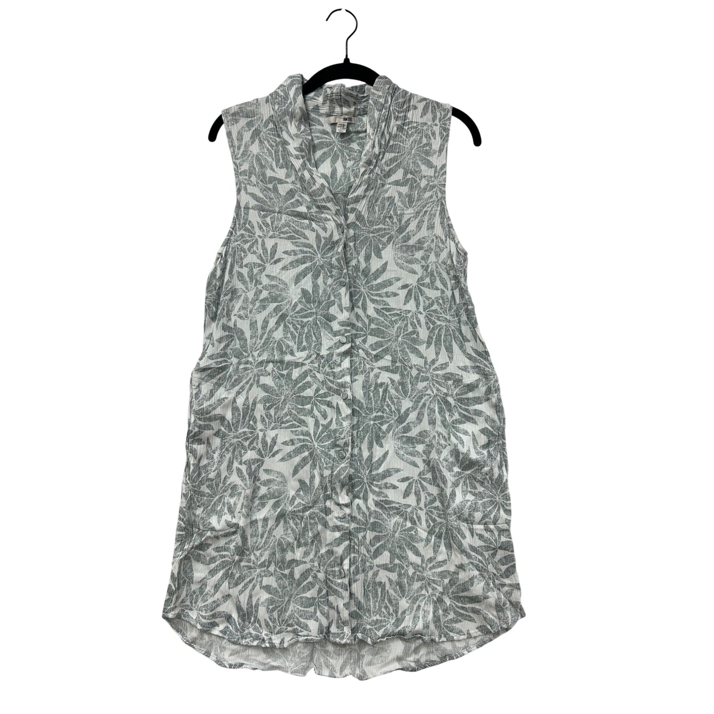 Amuse Womens Sleeveless Button-Front Dress With Leaf Print #6986