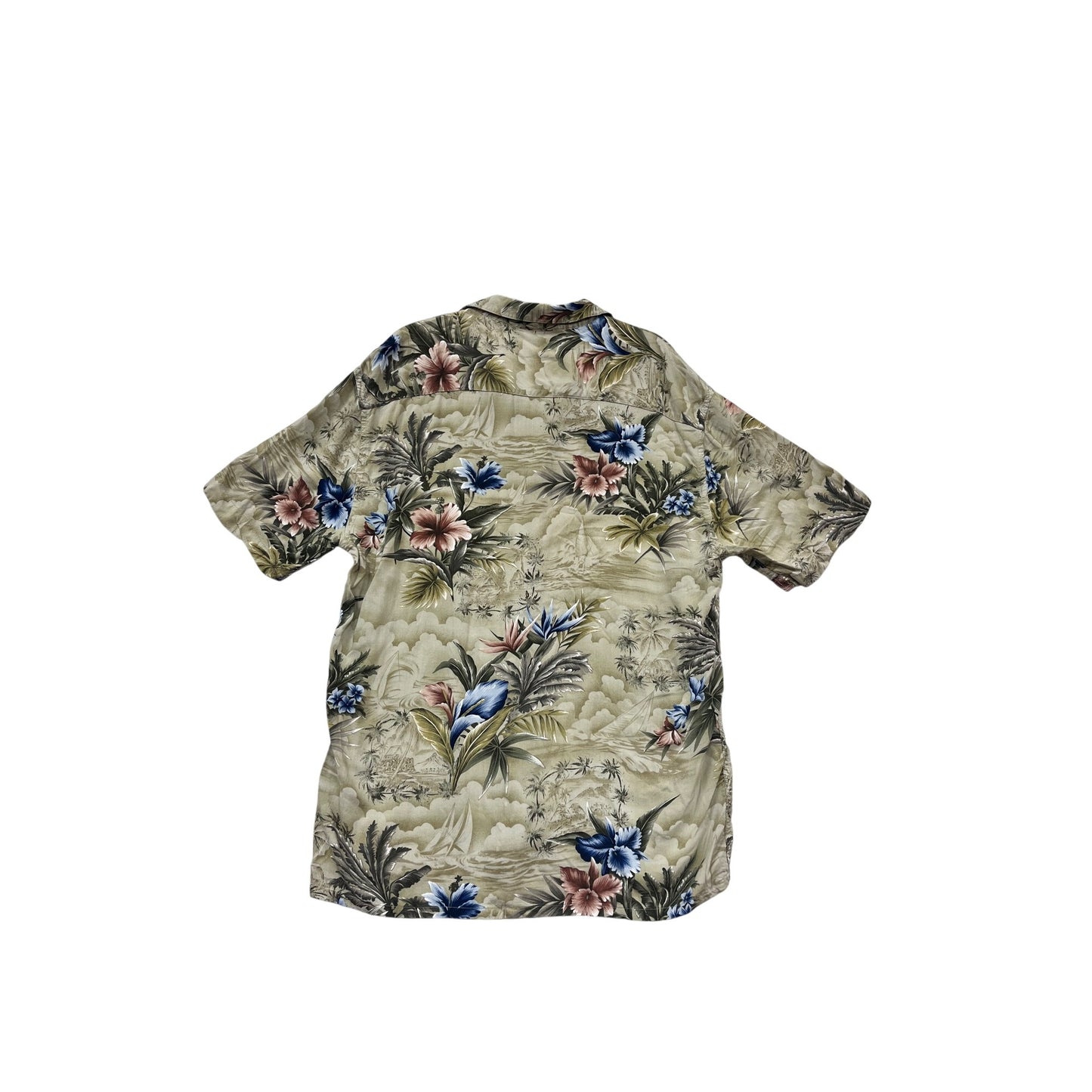 Mens Campia Hawaiian Floral Short Sleeve Button-Up Shirt L #986A