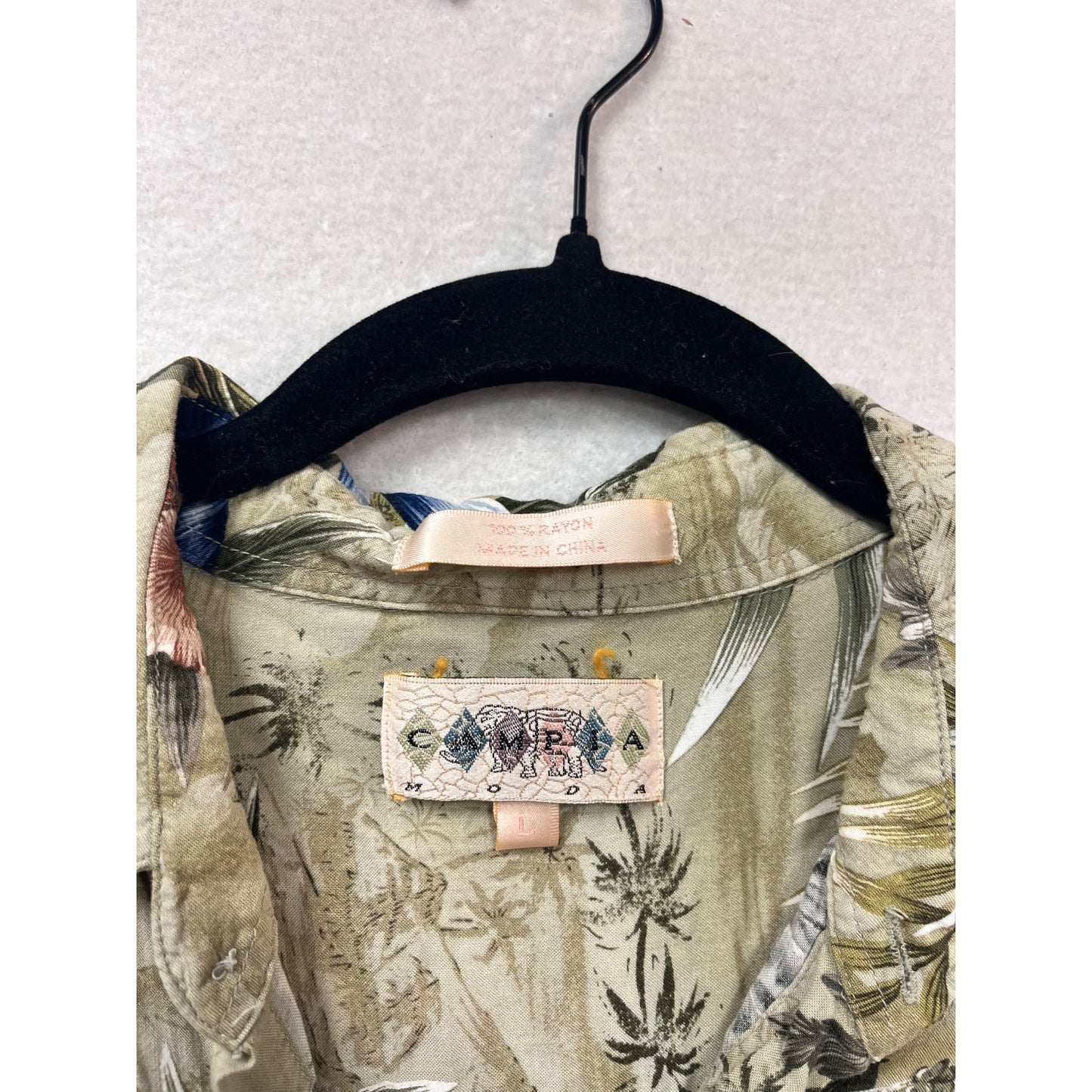 Mens Campia Hawaiian Floral Short Sleeve Button-Up Shirt L #986A