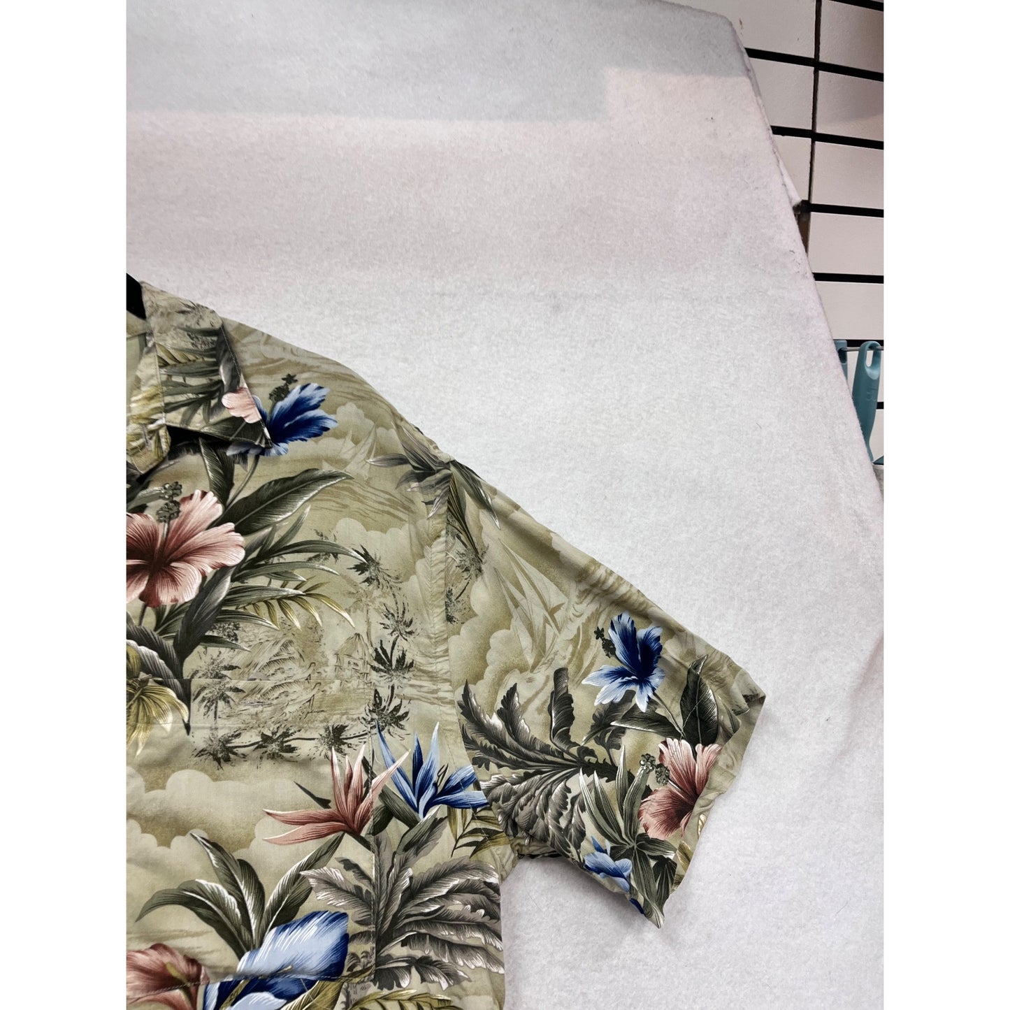 Mens Campia Hawaiian Floral Short Sleeve Button-Up Shirt L #986A