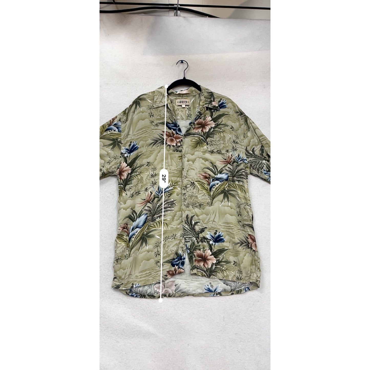 Mens Campia Hawaiian Floral Short Sleeve Button-Up Shirt L #986A