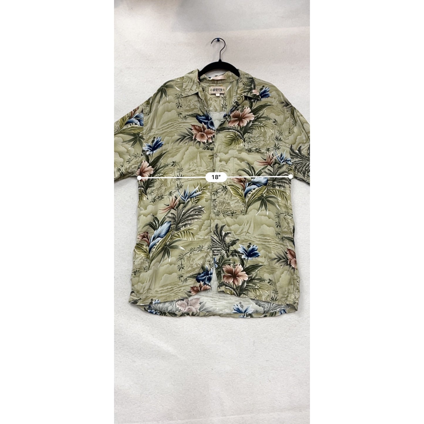 Mens Campia Hawaiian Floral Short Sleeve Button-Up Shirt L #986A