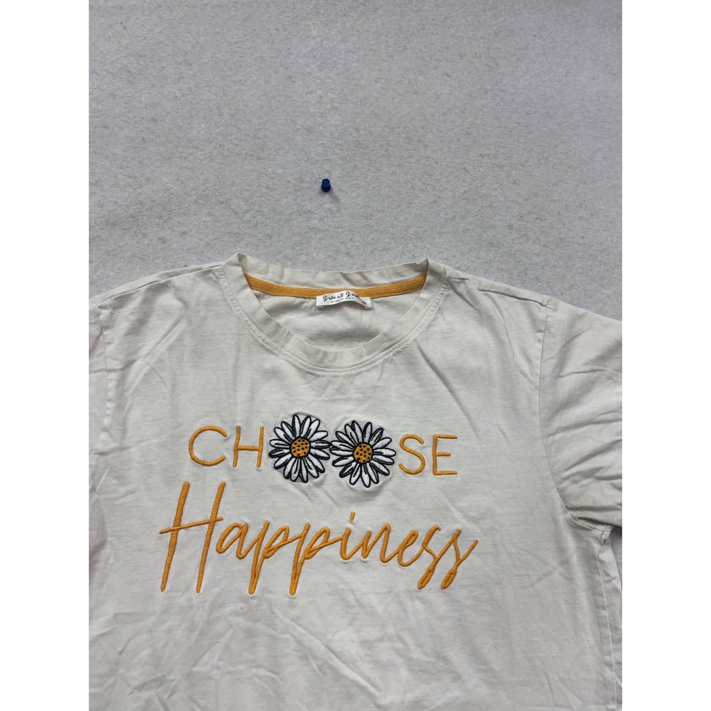 Choose Happiness T-Shirt M White Short Sleeve #687A