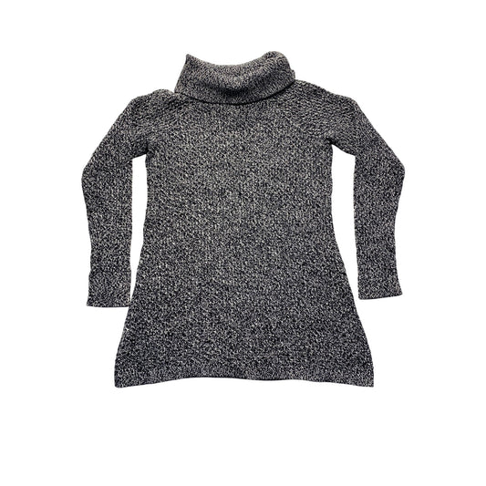 Black & White Knit Turtleneck Sweater Dress By Bass #7216
