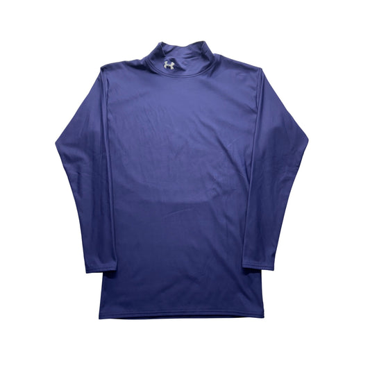 Under Armour Mens Purple HeatGear Long Sleeve Mock Neck Shirt Size XL #9522