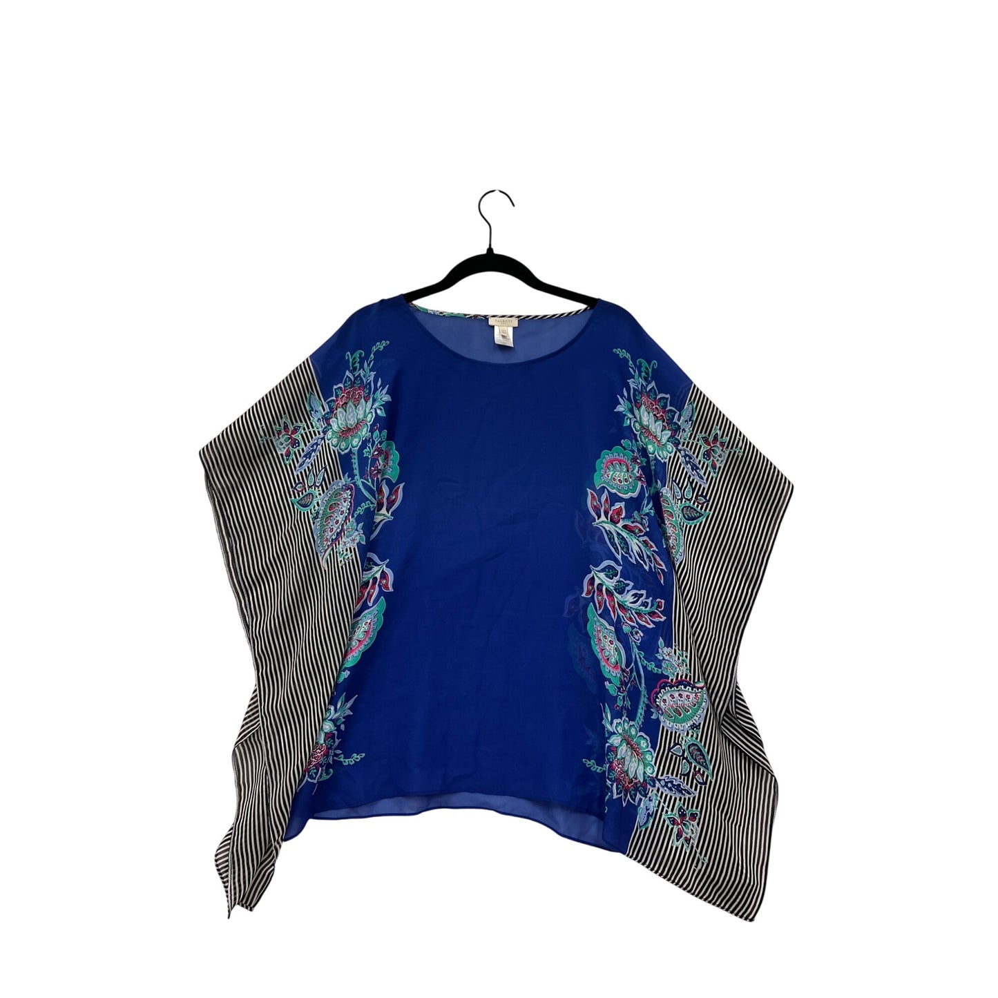 Talbots Womens Floral & Striped Waterfall Top Small/Medium Blue Multicolor #6932