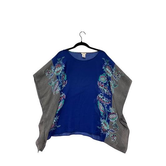Talbots Womens Floral & Striped Waterfall Top Small/Medium Blue Multicolor #6932