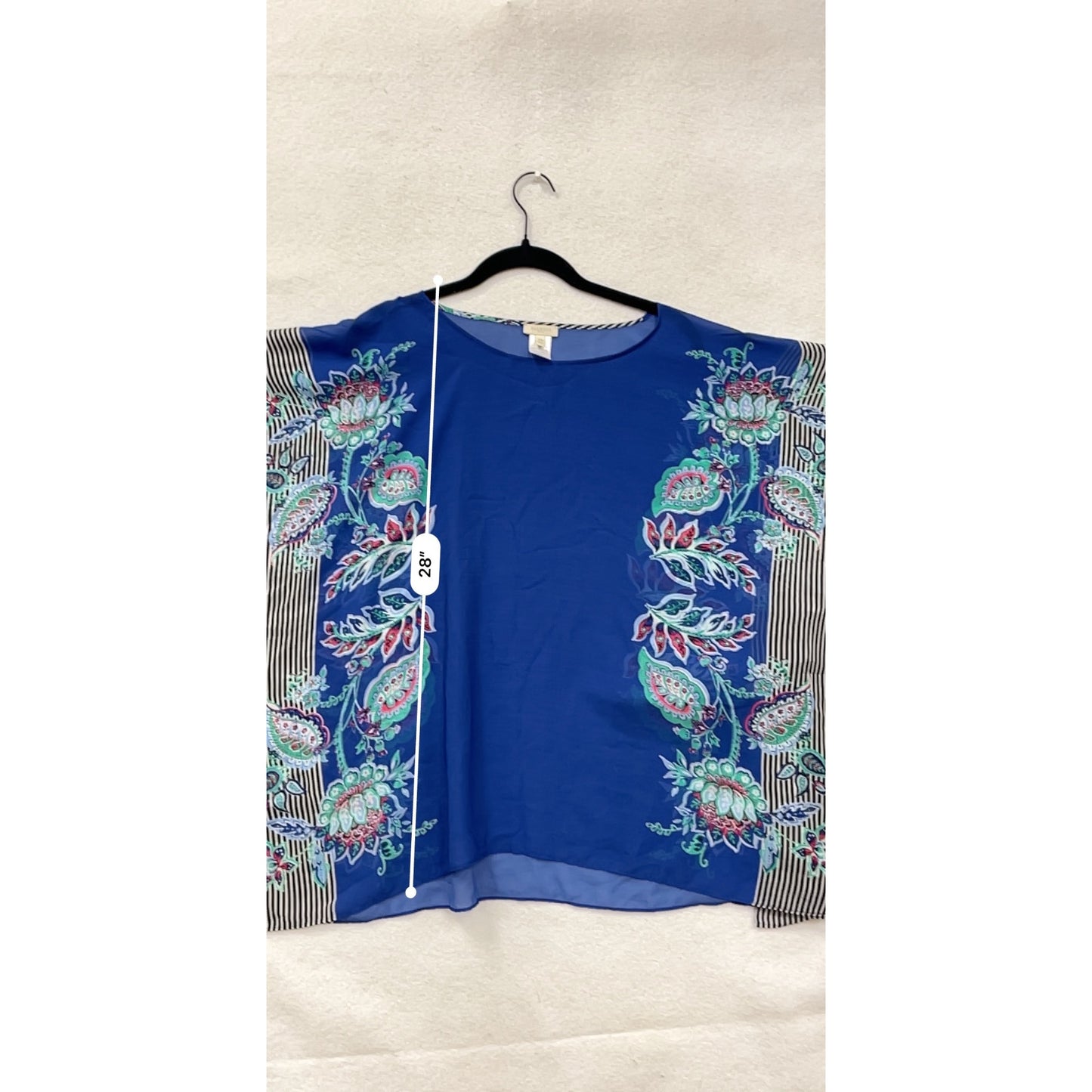 Talbots Womens Floral & Striped Waterfall Top Small/Medium Blue Multicolor #6932