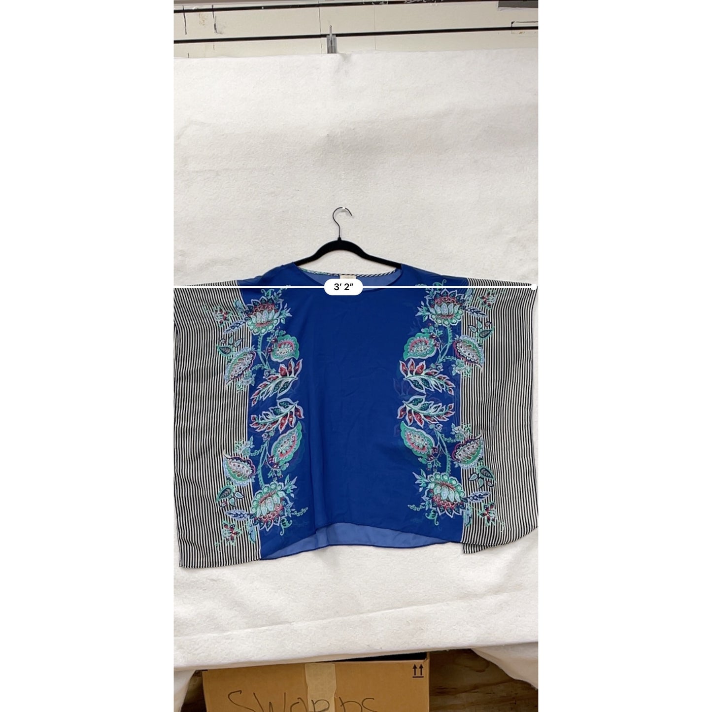 Talbots Womens Floral & Striped Waterfall Top Small/Medium Blue Multicolor #6932
