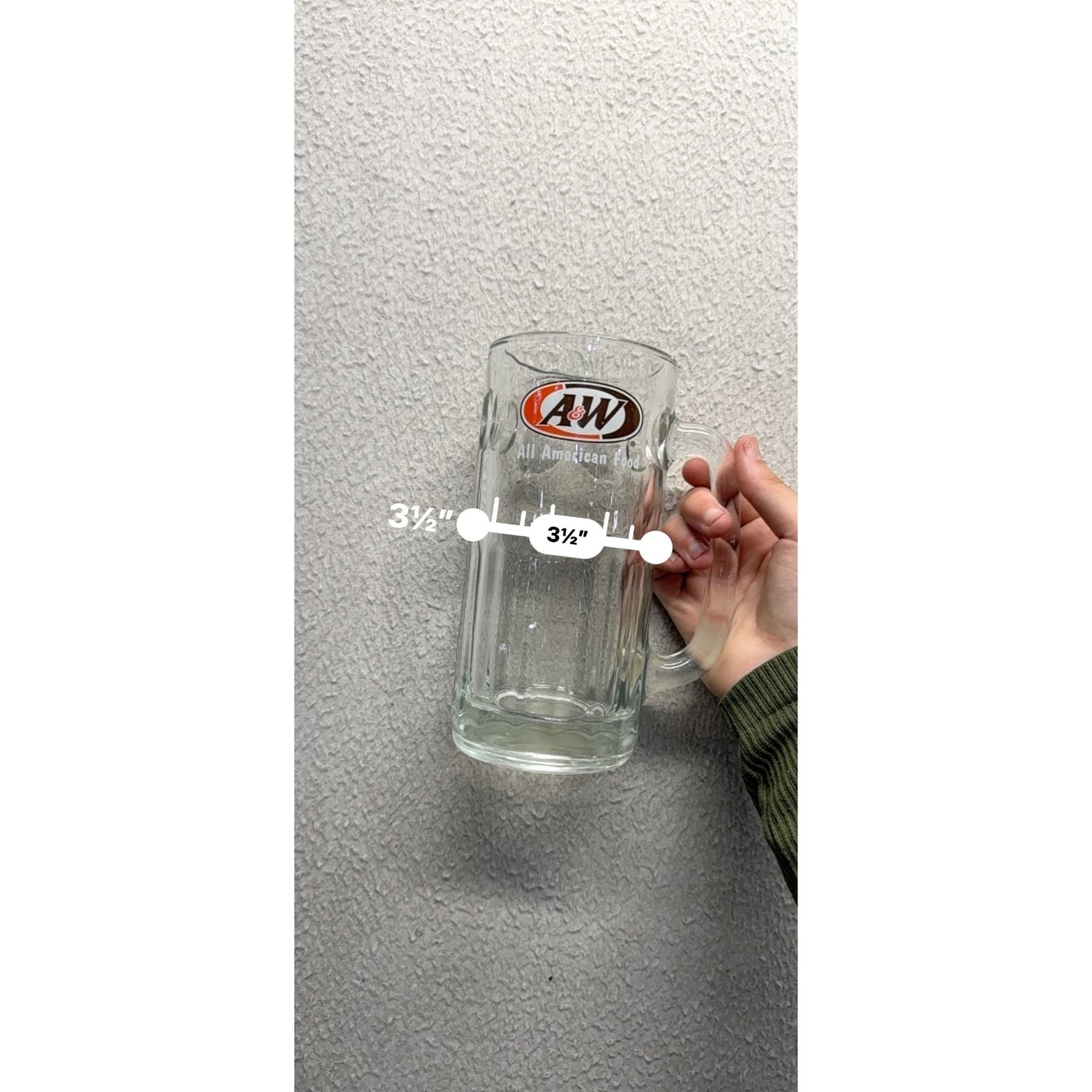A&W 20 Oz Glass Mug With Handle Heavyweight Durable Design #123B