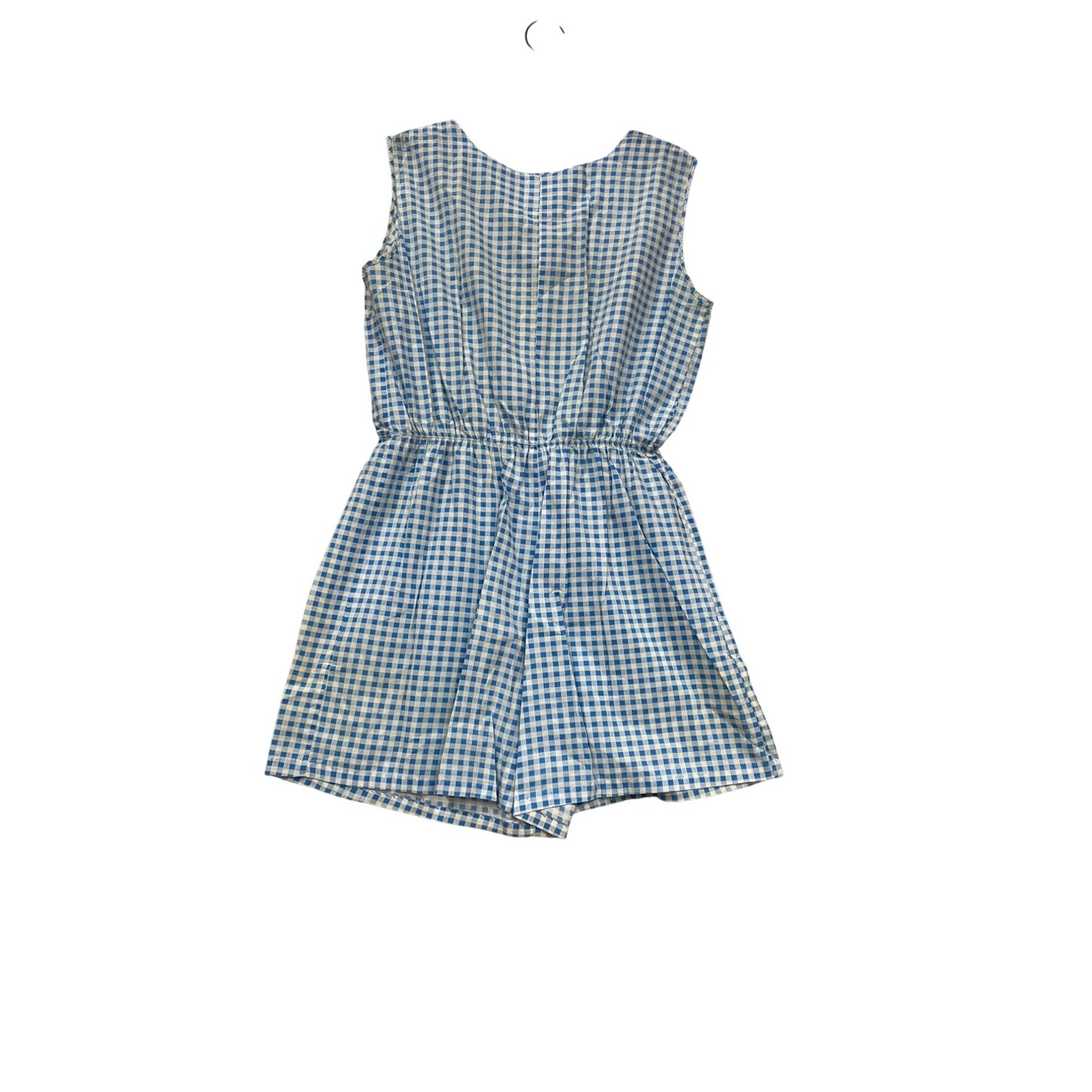 Vintage-Style Blue & White Gingham Sleeveless Romper #638A