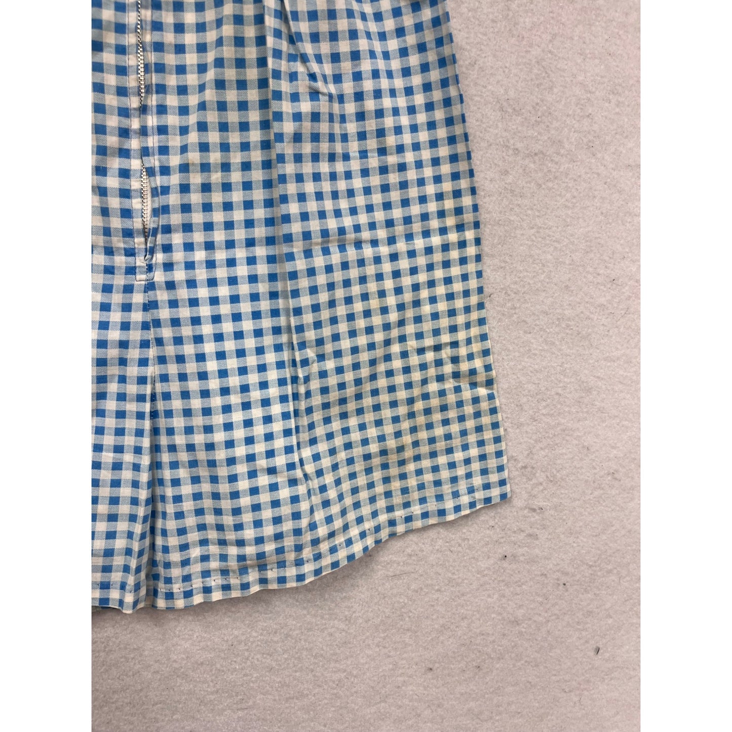 Vintage-Style Blue & White Gingham Sleeveless Romper #638A