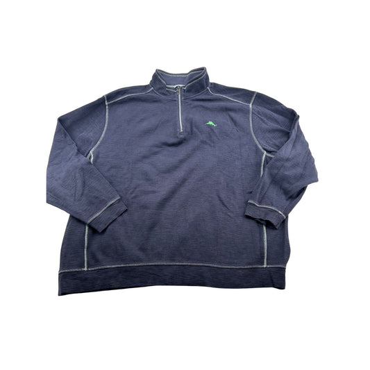 Tommy Bahama 3XL Navy 1/4 Zip Pullover Sweatshirt With Green Marlin Logo #6443