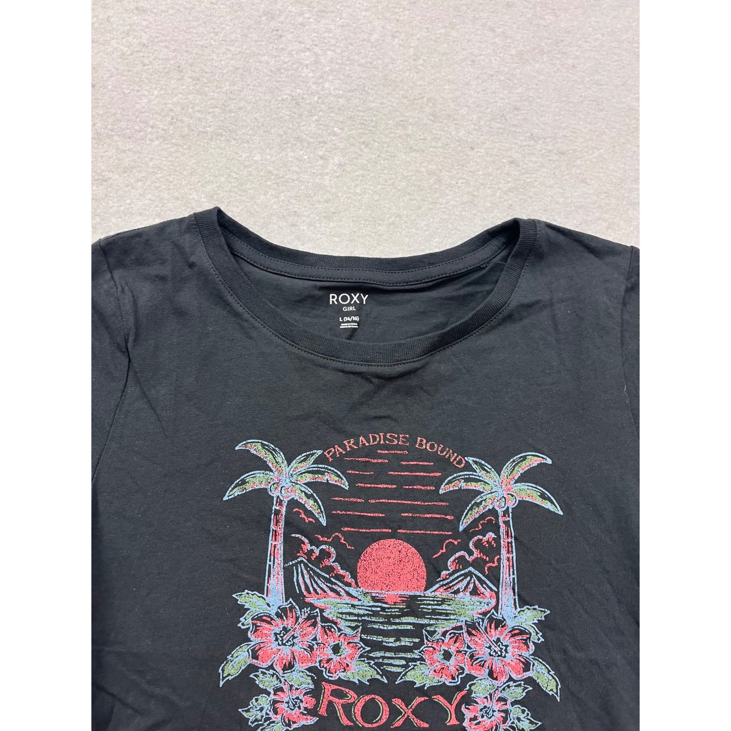 Roxy Paradise Bound Black Tee L #475A
