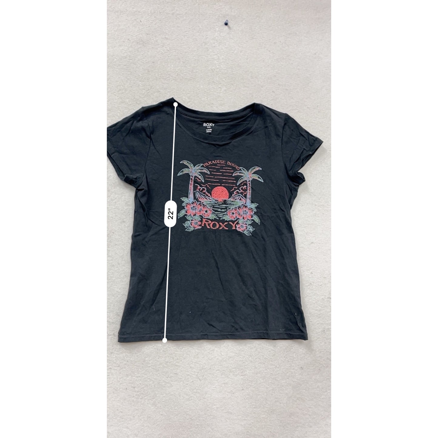 Roxy Paradise Bound Black Tee L #475A