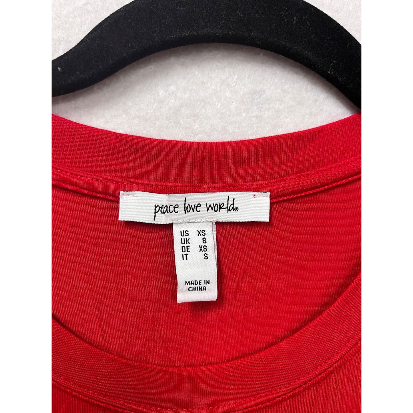 Peace Love World Red T-Shirt XS Casual Top #398A