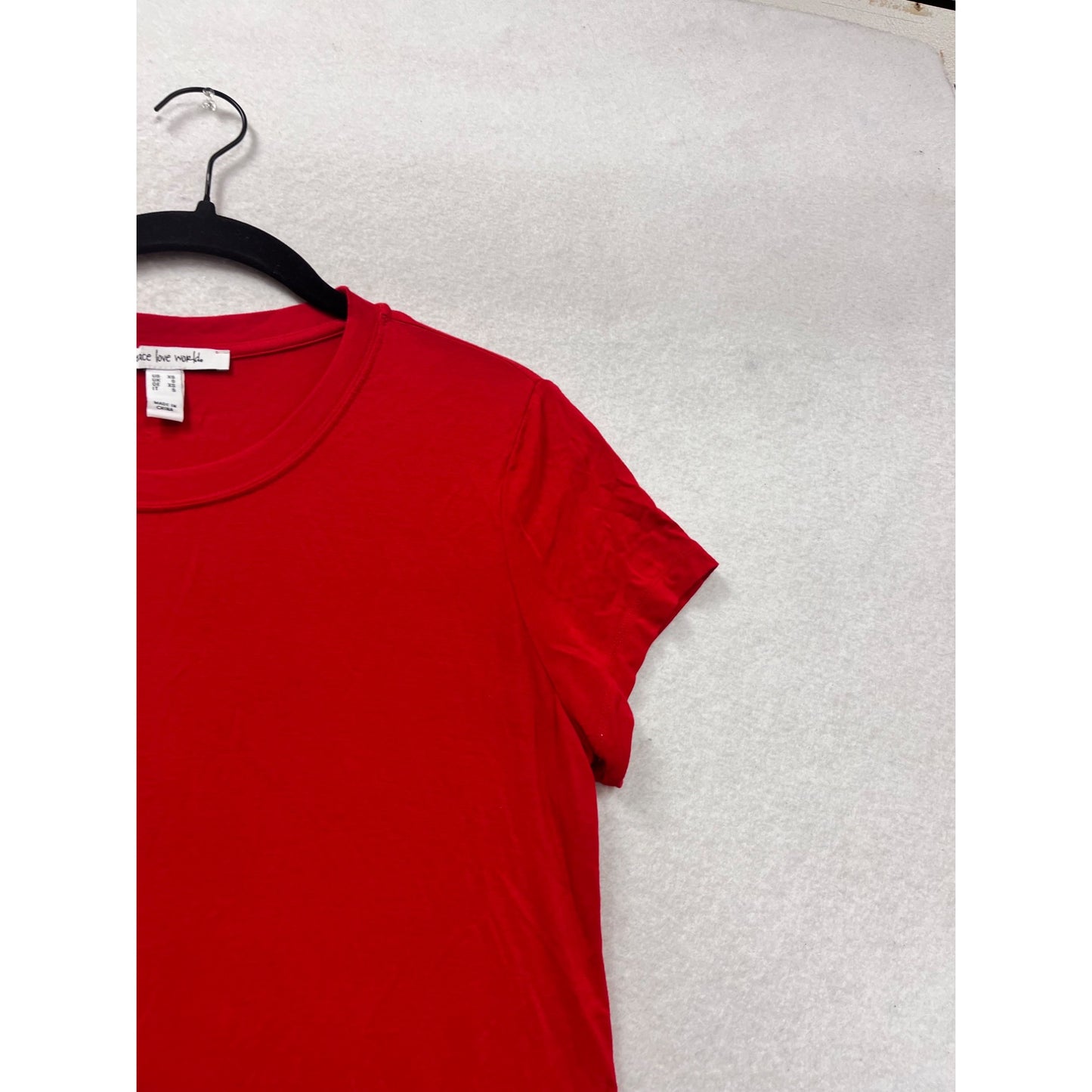 Peace Love World Red T-Shirt XS Casual Top #398A