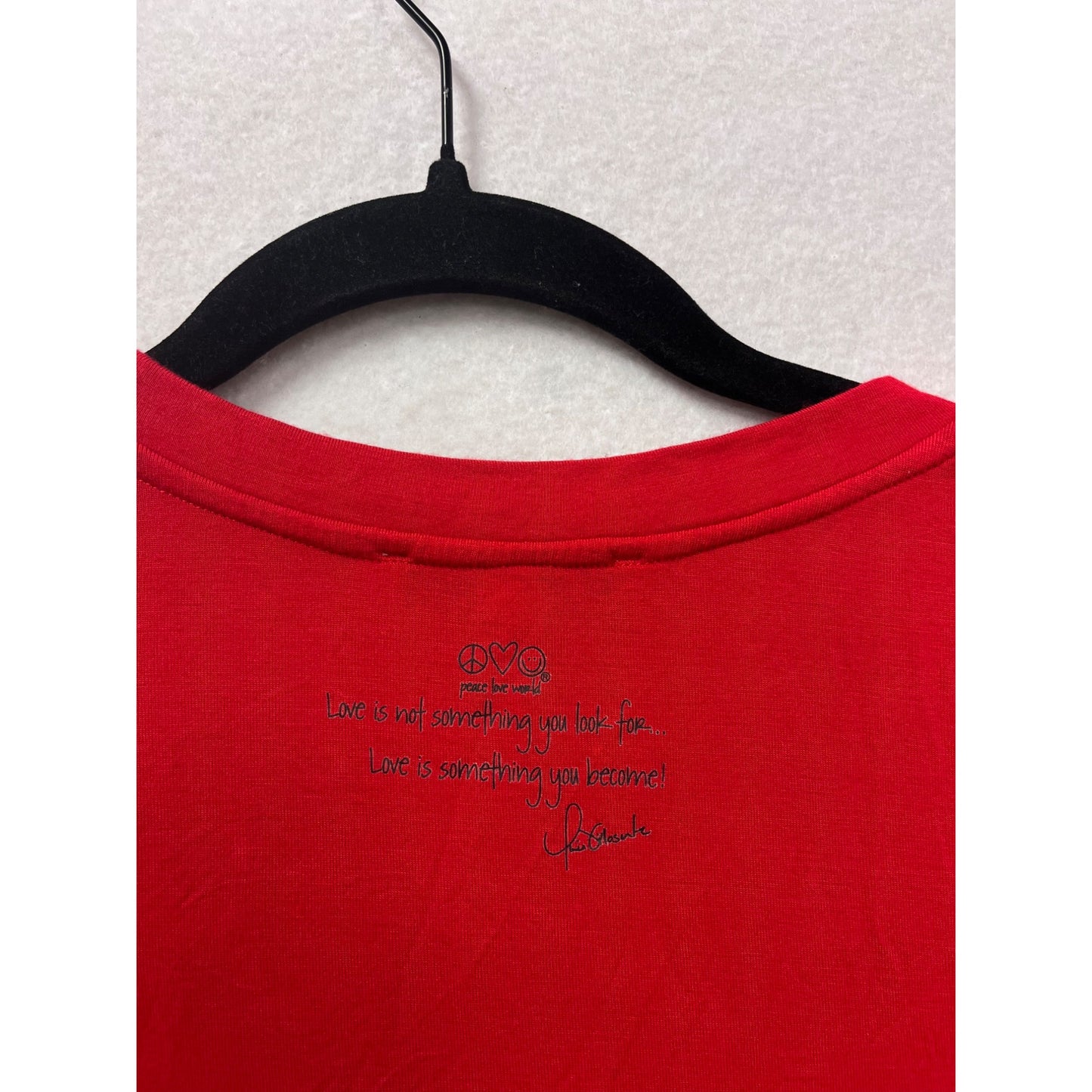 Peace Love World Red T-Shirt XS Casual Top #398A