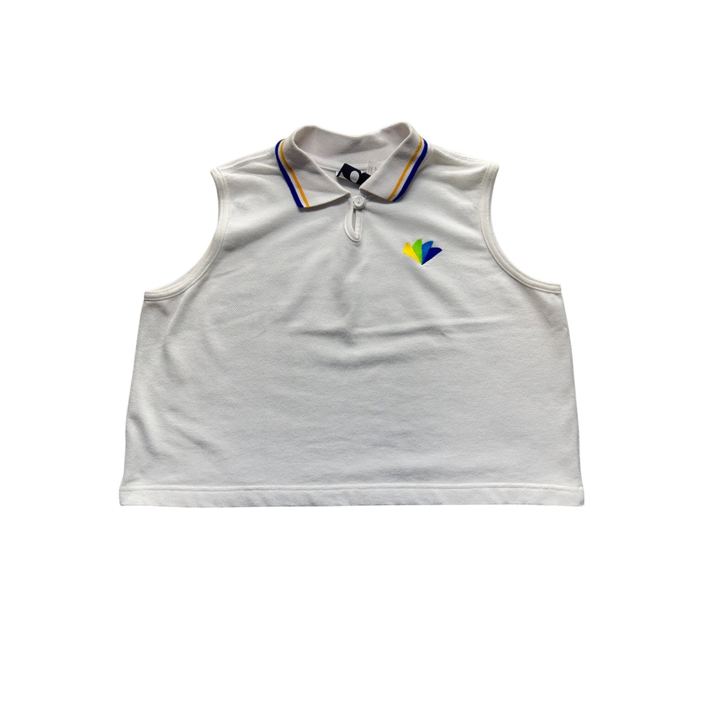 Sleeveless Polo Shirt By Activology L/XL White Cotton/Polyester #215B