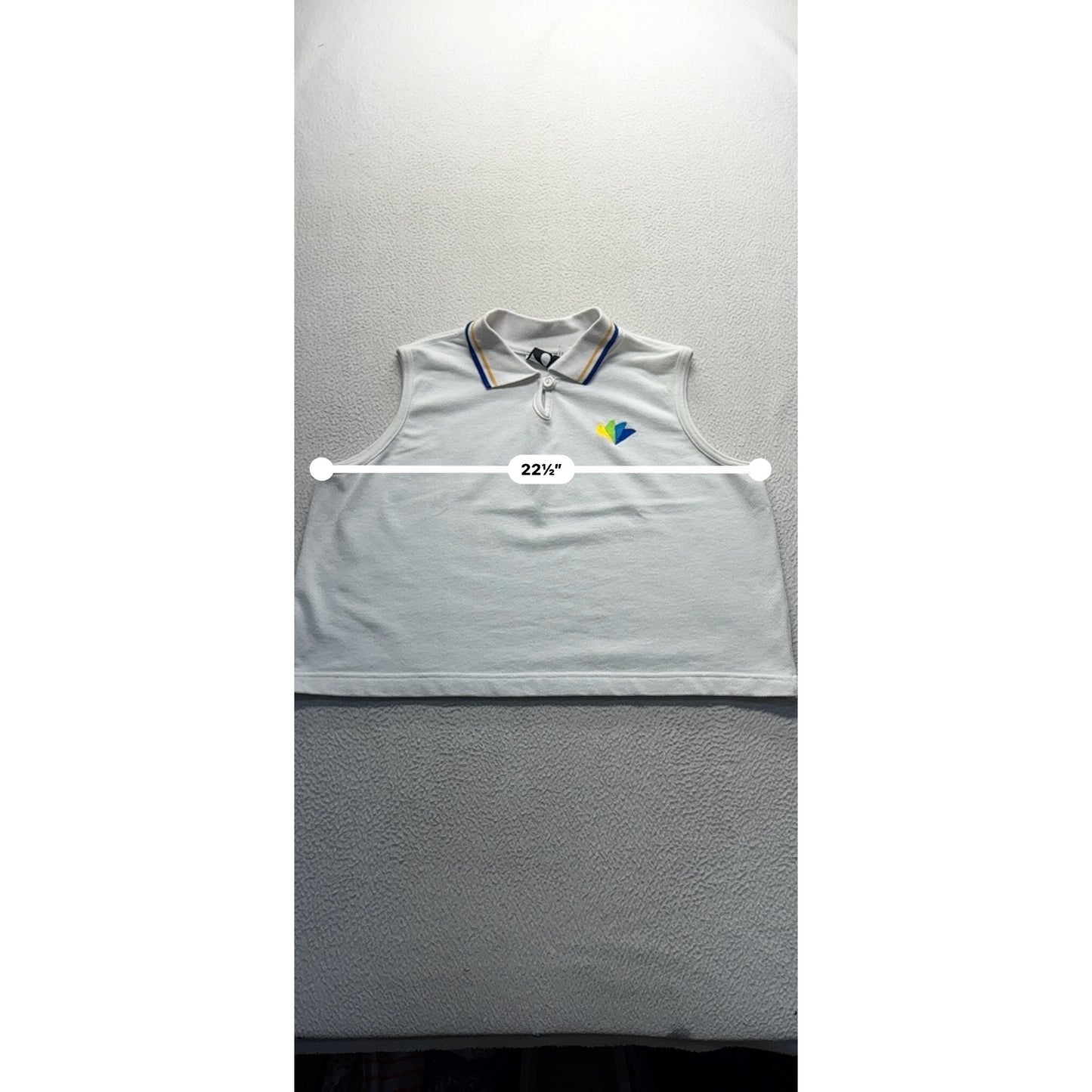 Sleeveless Polo Shirt By Activology L/XL White Cotton/Polyester #215B