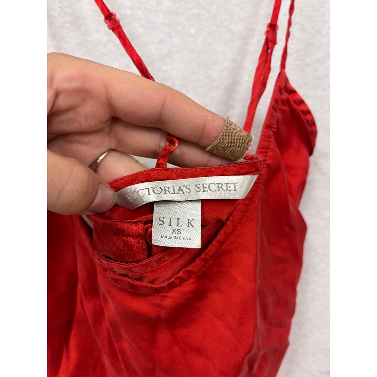 Victorias Secret Red Silk Strappy Slip Dress XS #133A