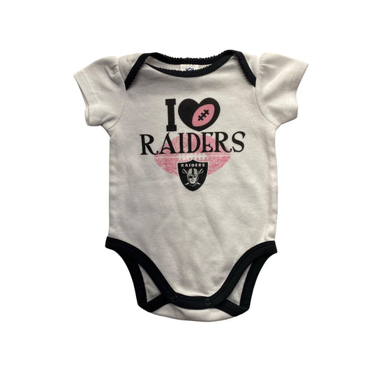 I Love Raiders Baby bodysuit NFL Team Apparel 0-3 Months #7314