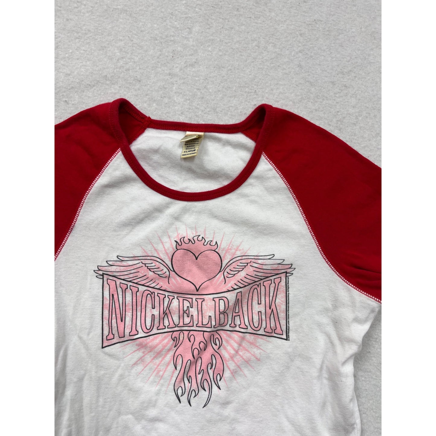 Nickelback Womens White & Red Raglan Graphic T-Shirt XL #8916