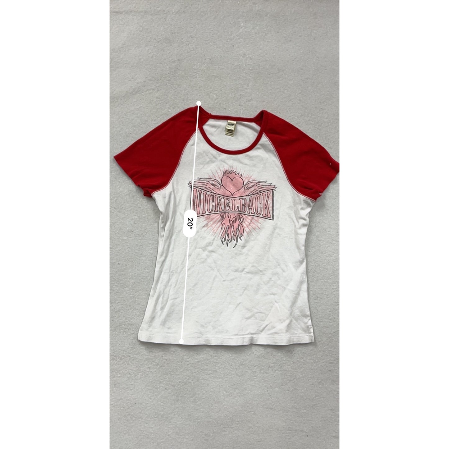 Nickelback Womens White & Red Raglan Graphic T-Shirt XL #8916