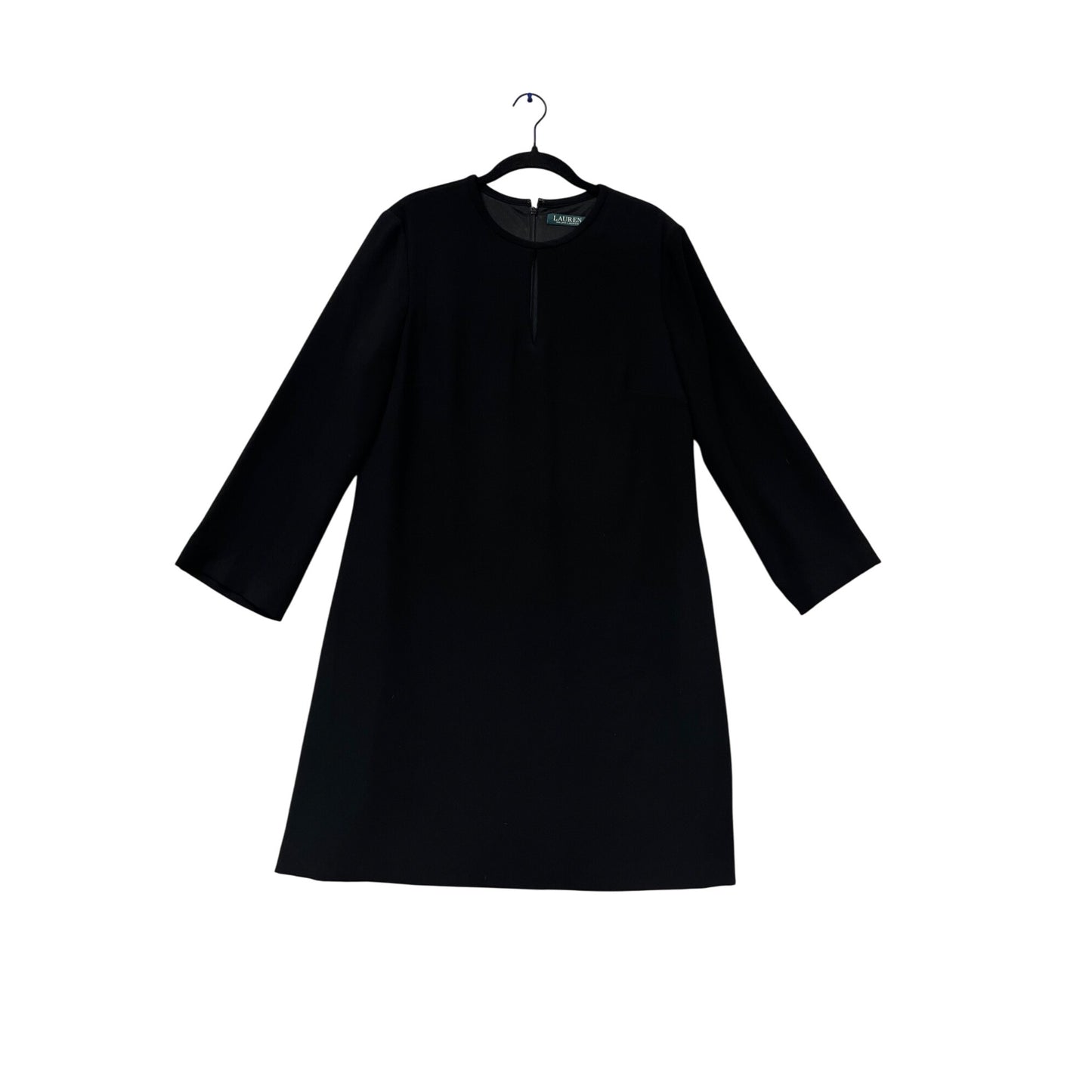 Lauren Ralph Lauren Black Long-Sleeve A-Line Dress Size 14 #798A