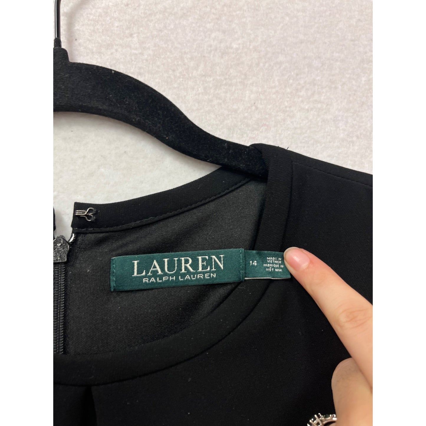 Lauren Ralph Lauren Black Long-Sleeve A-Line Dress Size 14 #798A