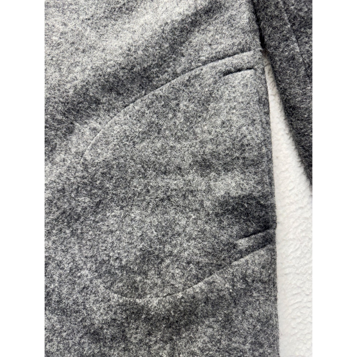 Gap Gray Wool Blend Hooded Coat W/ Faux Fur Trim & Button Closure #129B