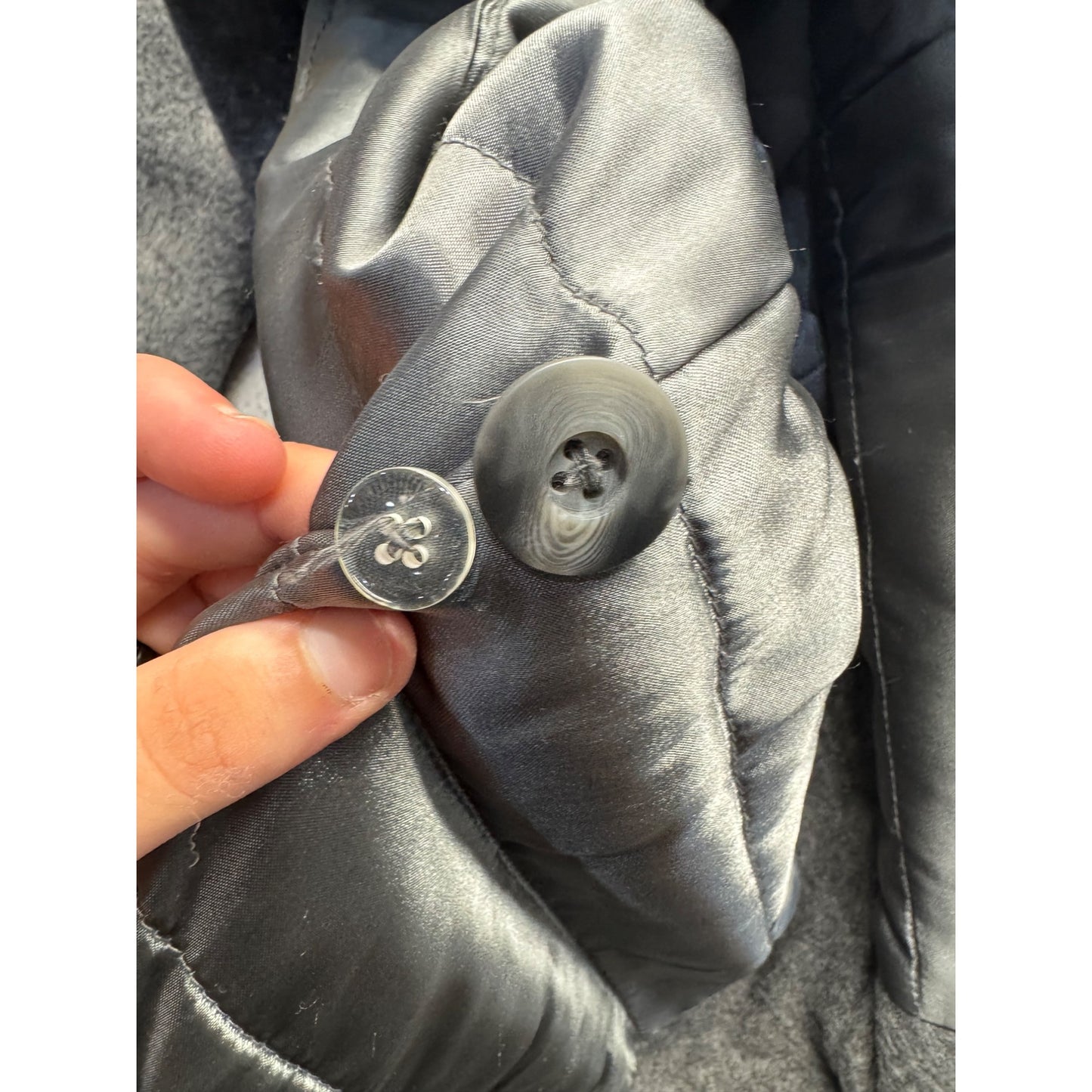 Gap Gray Wool Blend Hooded Coat W/ Faux Fur Trim & Button Closure #129B