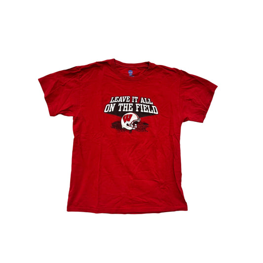 Men’s Large NCAA Red “Leave It All On The Field” Graphic Tee #8038