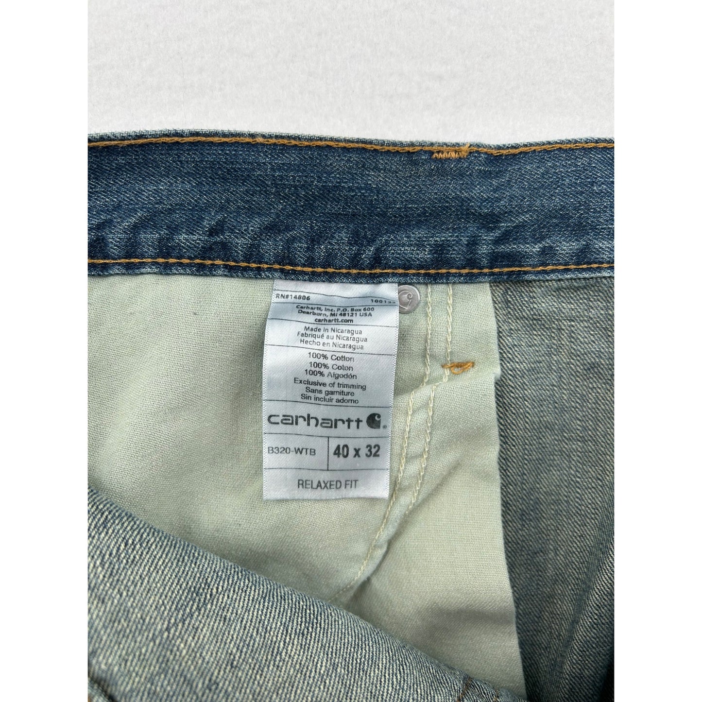 Carhartt Mens Relaxed Straight Jeans Size 40x32 Blue Denim #6435