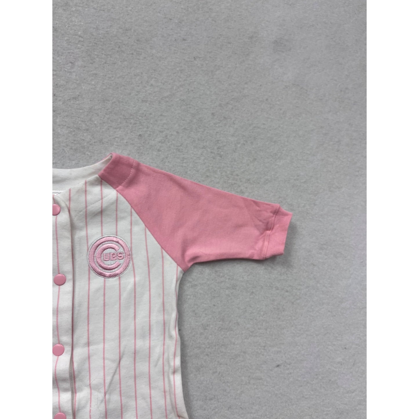 Chicago Cubs Baby Romper 0/3M Pink & White Striped #8841