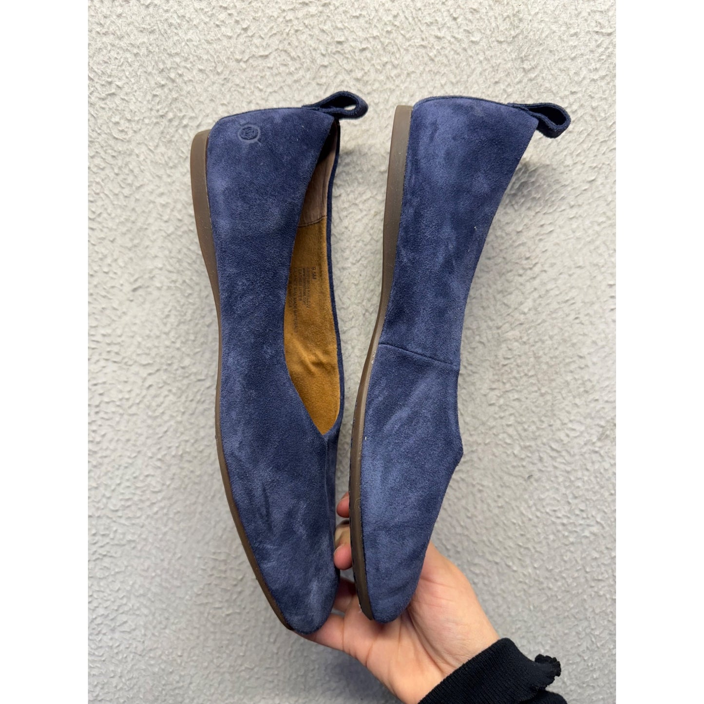 Born Blue Suede Flats Slip-On Shoes 7.5 #9454