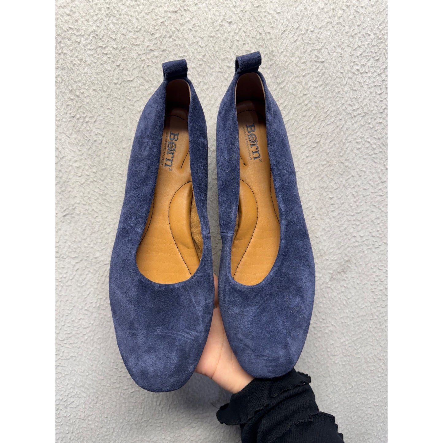 Born Blue Suede Flats Slip-On Shoes 7.5 #9454