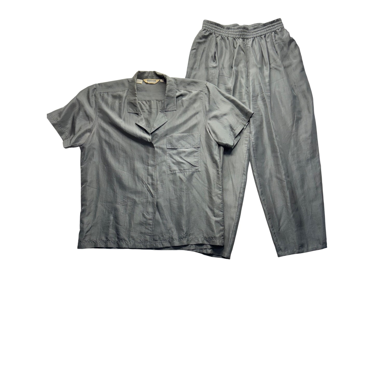 Gray Two-Piece Pajama Set Lightweight Fabric Comfortable Fit 115B