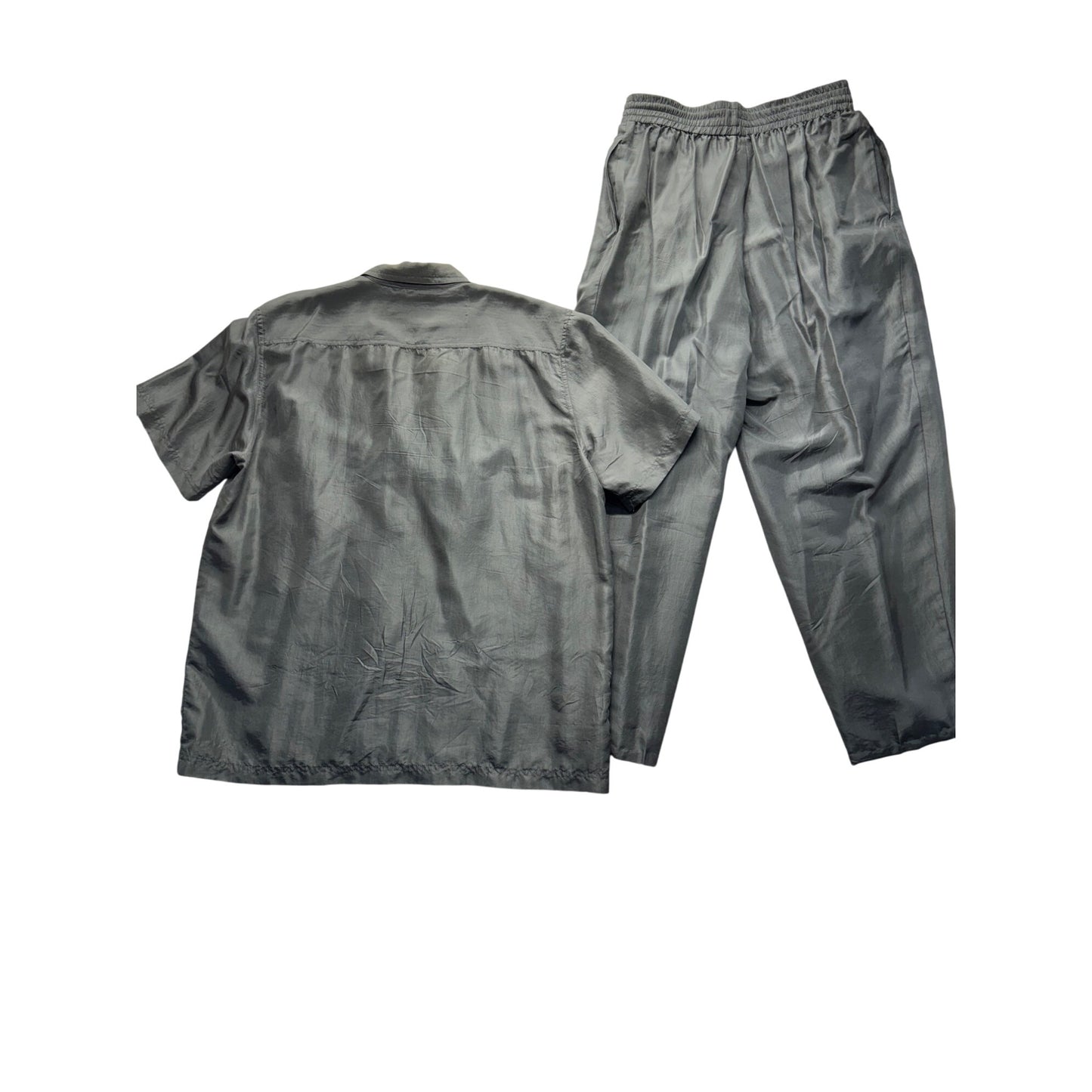 Gray Two-Piece Pajama Set Lightweight Fabric Comfortable Fit 115B