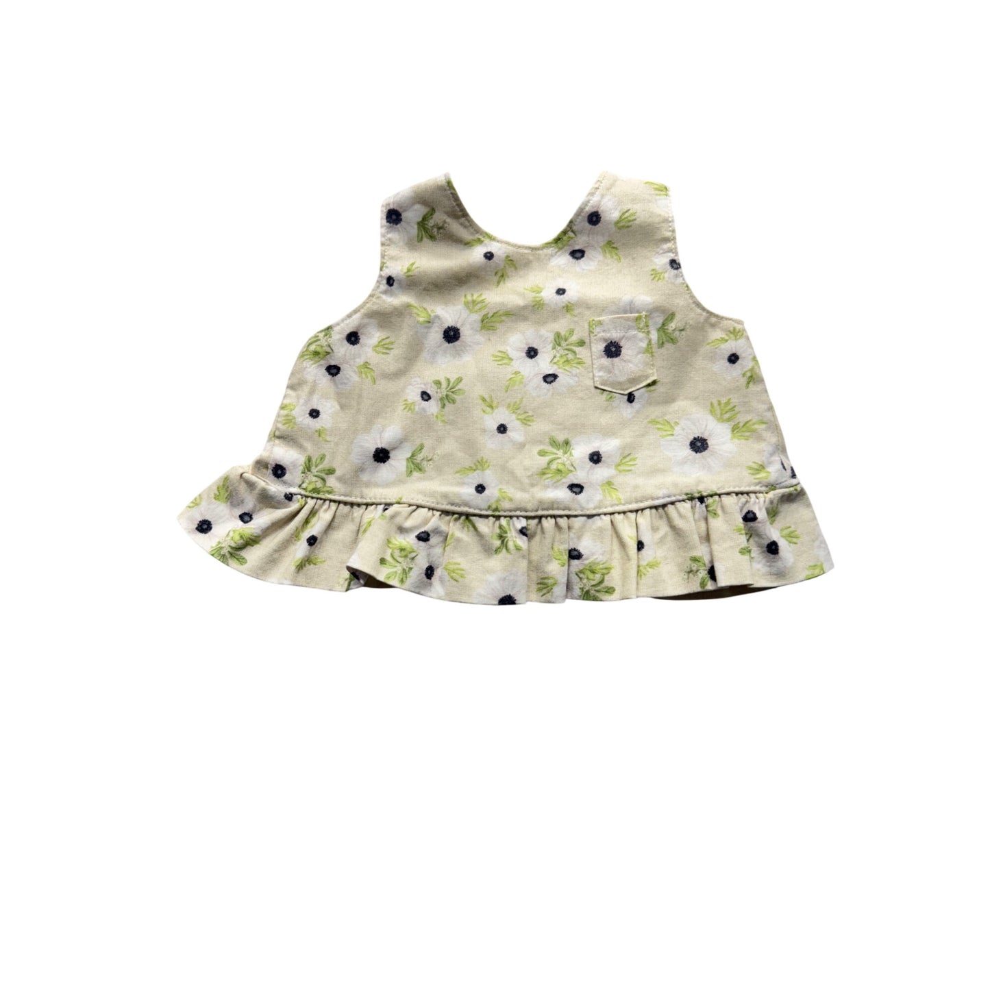 Floral Baby Top With Ruffle Hem & Button Back Closure Size 12-18 Months #9367