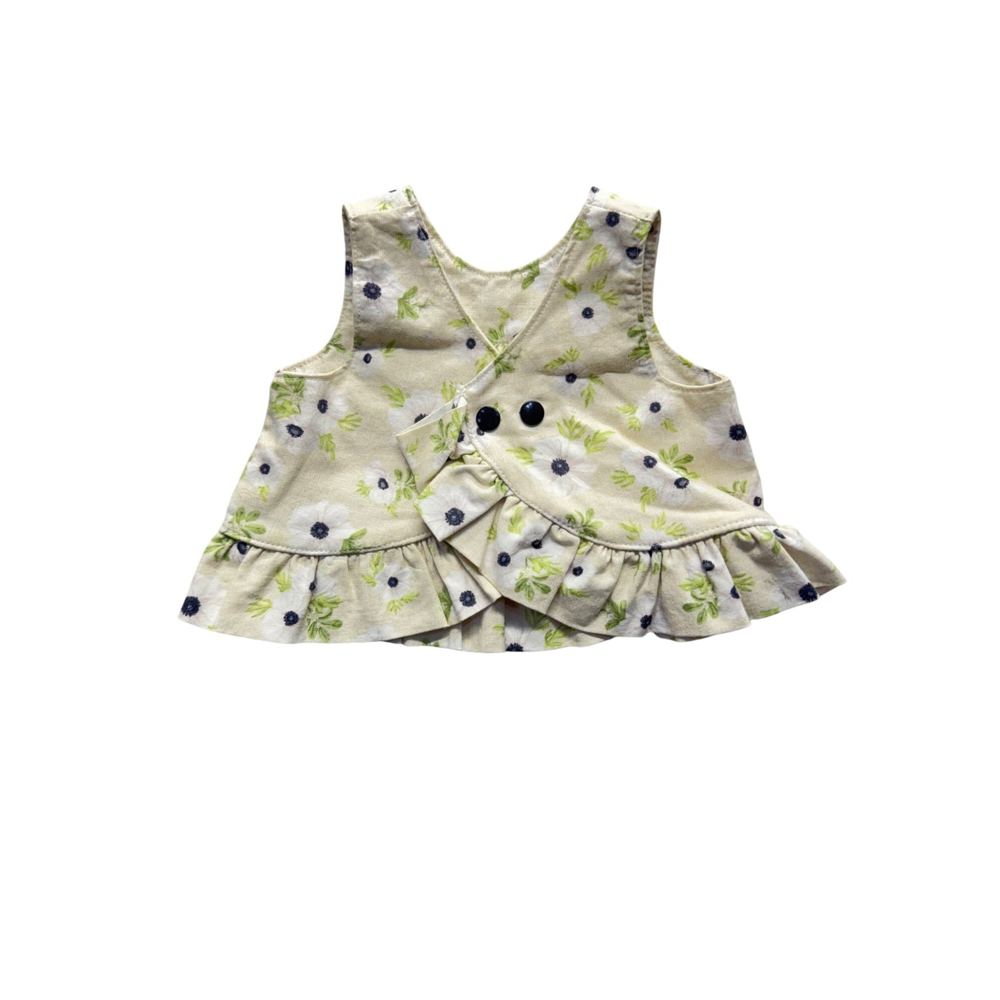 Floral Baby Top With Ruffle Hem & Button Back Closure Size 12-18 Months #9367