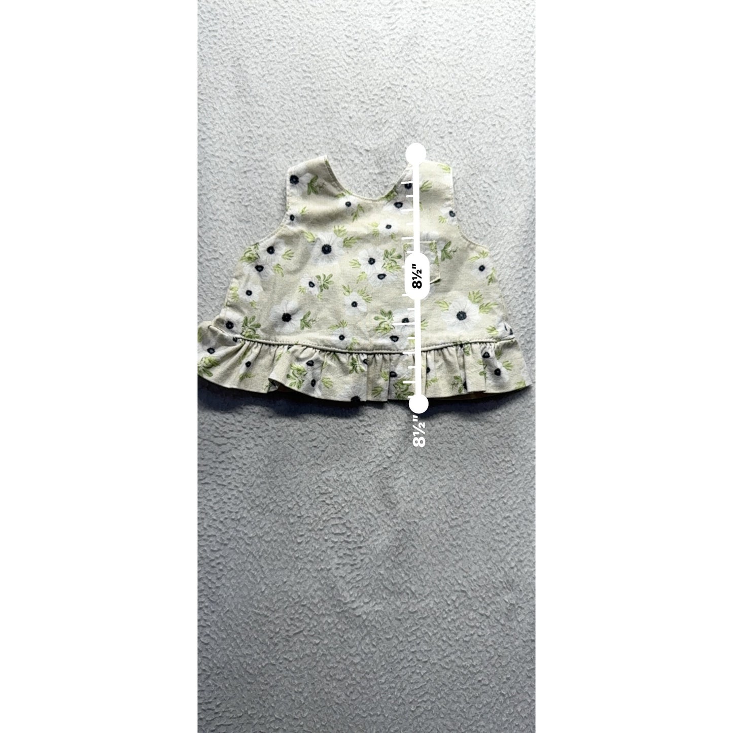 Floral Baby Top With Ruffle Hem & Button Back Closure Size 12-18 Months #9367