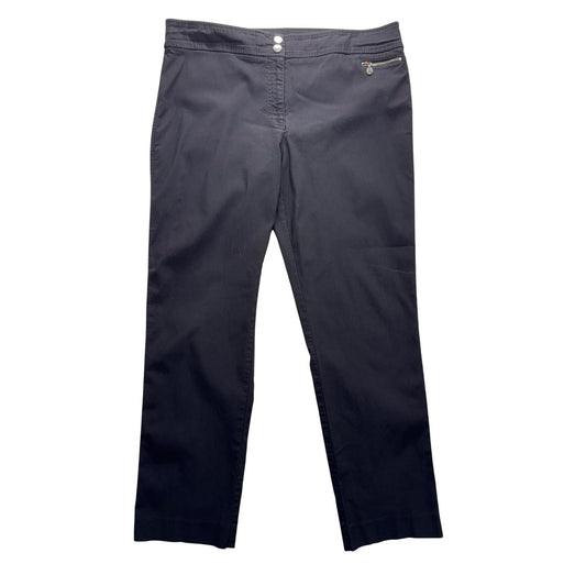 Anne Klein Black Straight-Leg Pants With Zipper Pocket & Button Detail #235B