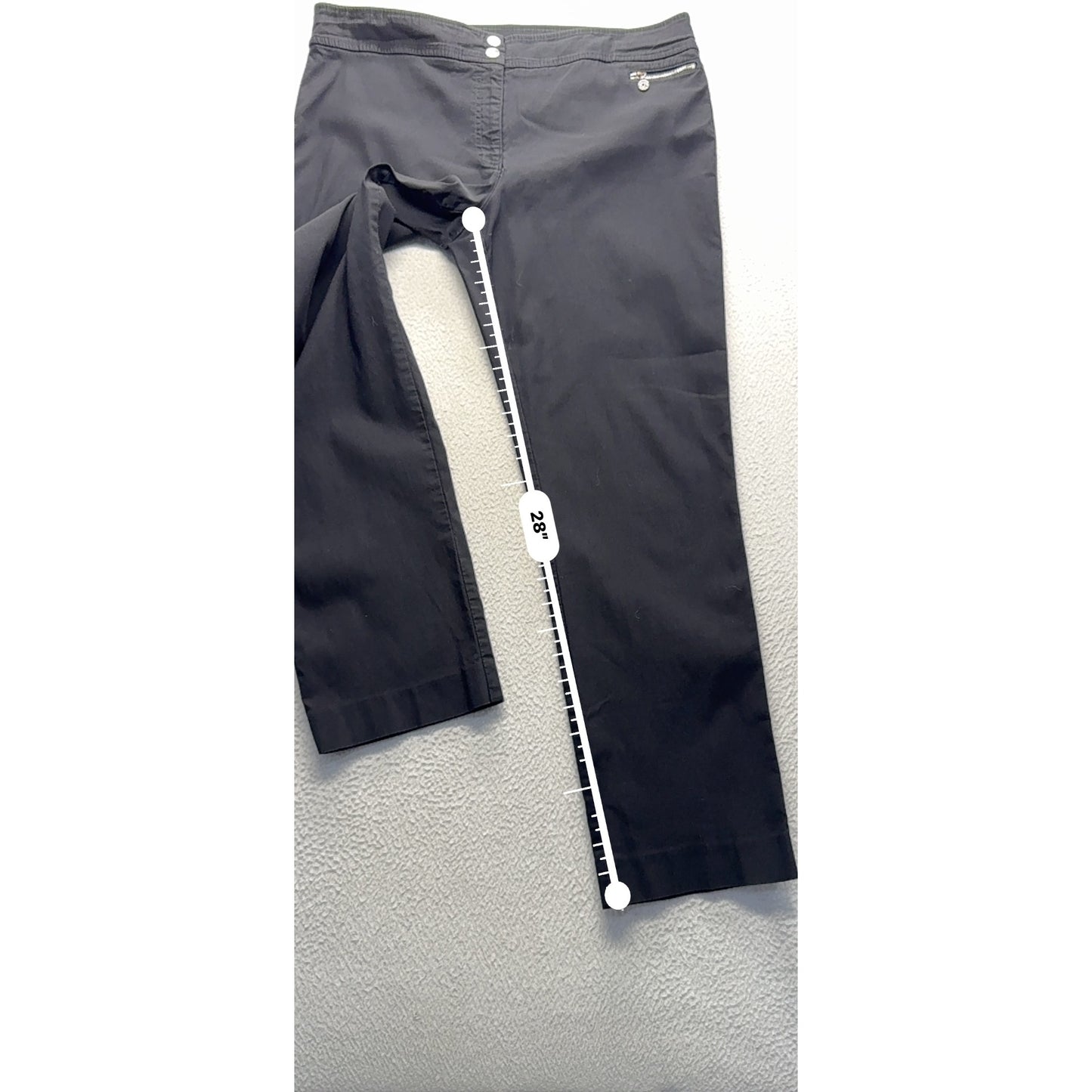 Anne Klein Black Straight-Leg Pants With Zipper Pocket & Button Detail #235B