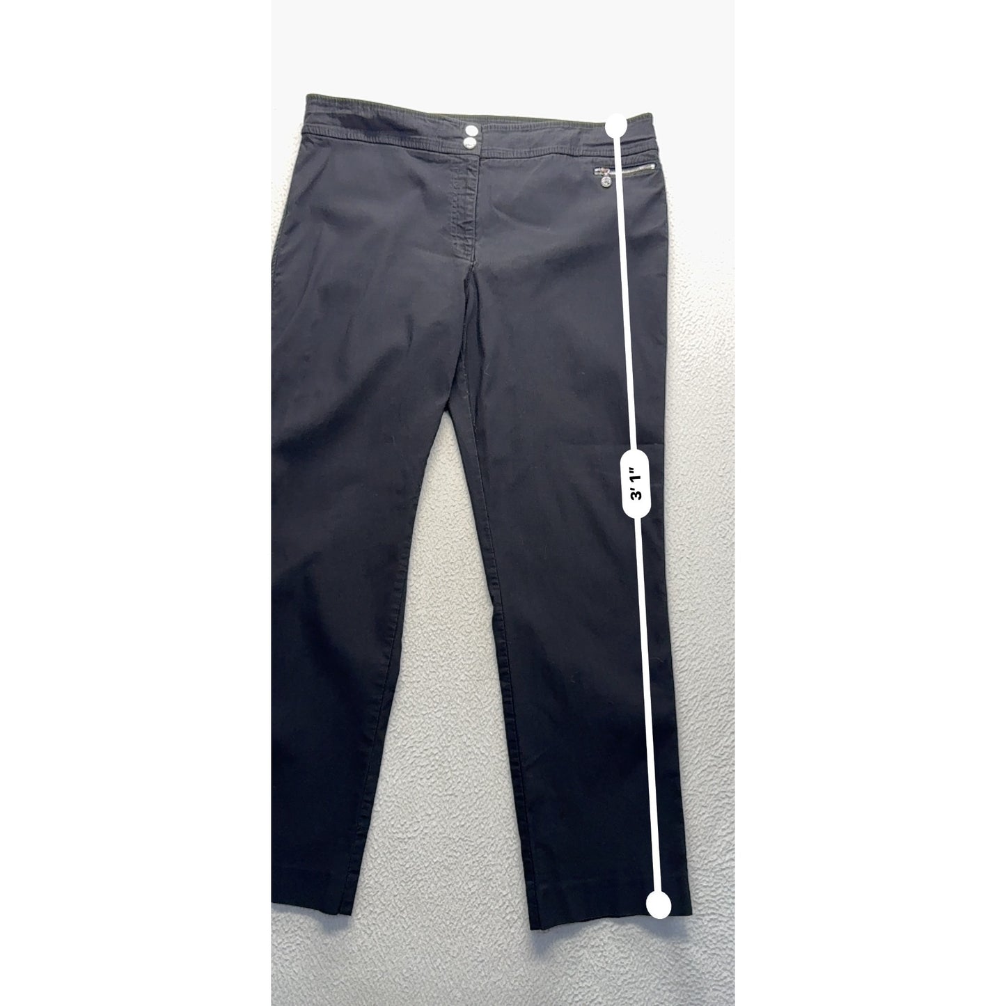 Anne Klein Black Straight-Leg Pants With Zipper Pocket & Button Detail #235B